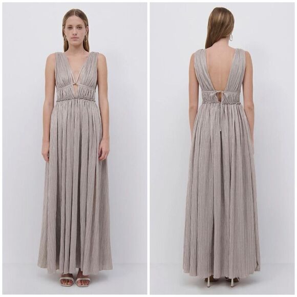 Jonathan Simkhai The Plisse Lame Goddess Gown- Size Small - Picture 1 of 9
